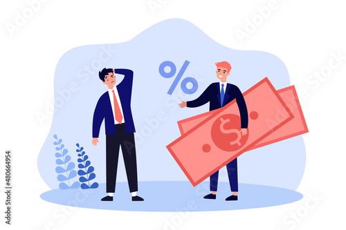Sad businessman due to increase in credit interest rate