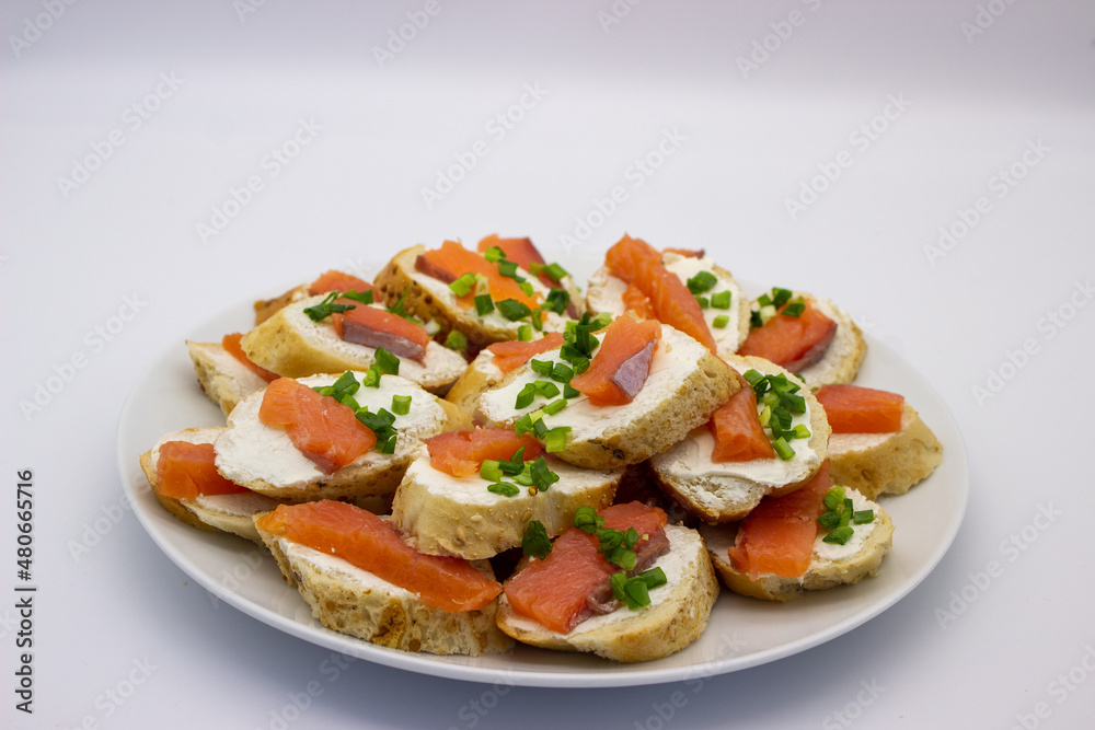 Sandwich with cream cheese and salmon