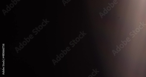 Shimmery light leaks on black background. Lens flare burst overlays with bokeh effect.