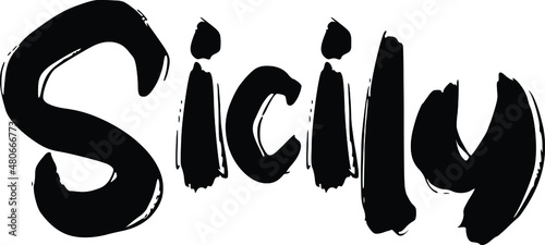 Sicily Grunge Black Color Bold Brush Calligraphy Text