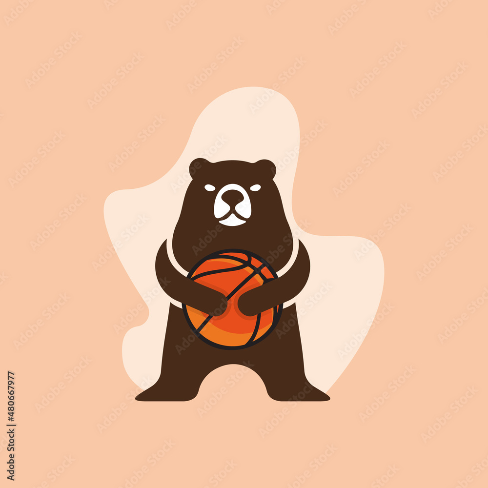 bear basketball flat illustration vector template bear basketball flat illustration vector template