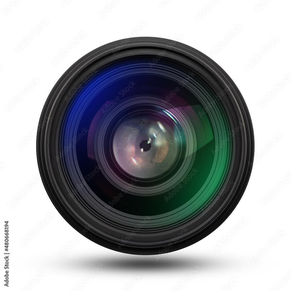 Top view of camera lens isolated on a white background. Top view of camera lens isolated on a white background.
