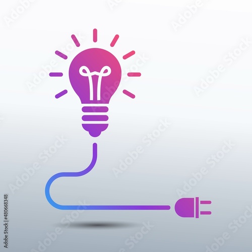 Problem solving concept with Lightbulb light and plug as creative solution idea, invention and innovation icon vector illustration