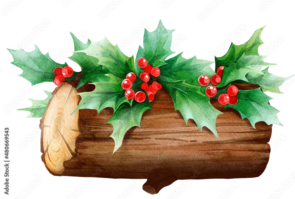 Christmas clipart, yule log clipart, yule log decoration, New Year clip