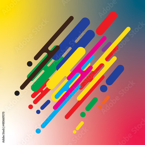 Abstract colorful rounded diagoanal line pattern on blurred background.