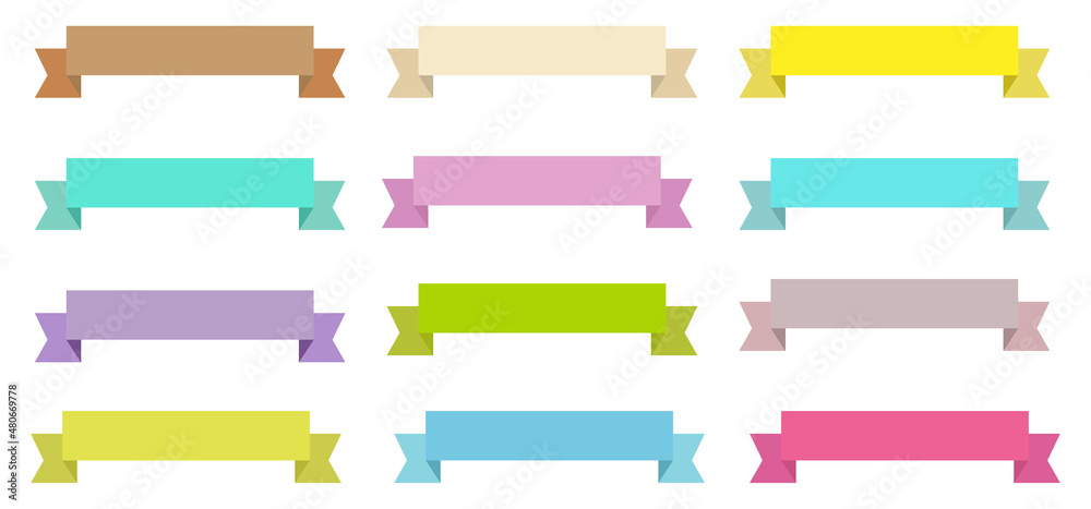 Set of flat ribbons banner multicolor isolated on white background Set of flat ribbons banner multicolor isolated on white background