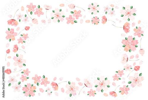 春の桜 フレーム 手描き風 ベクターイラスト © Eita Sugimoto
