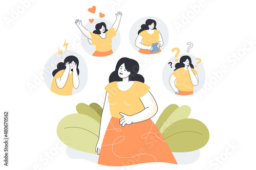 Woman expressing various feelings and emotions