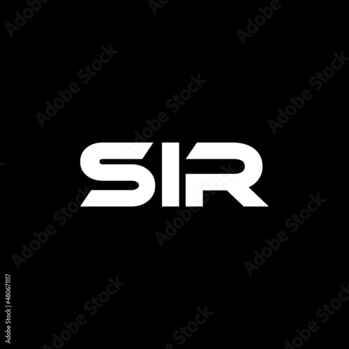 SIR letter logo design with black background in illustrator, vector logo modern alphabet font overlap style. calligraphy designs for logo, Poster, Invitation, etc.