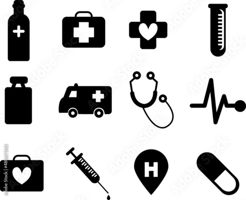 medical vector icons set on white background.eps