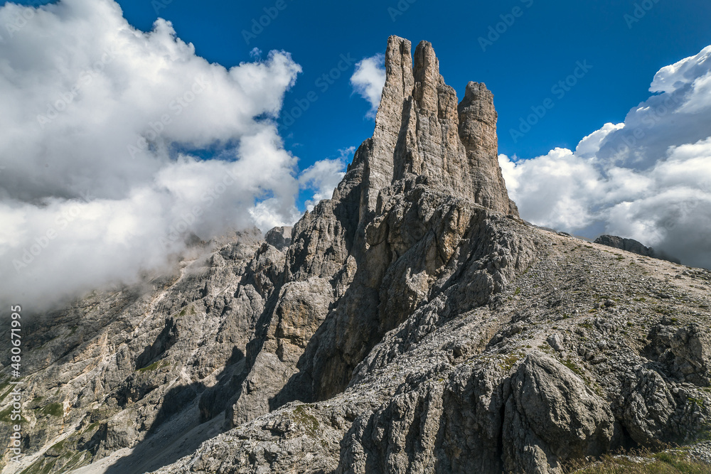 Torri del vajolet in Catinaccio Italian dolomite alps, Trentino