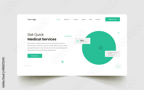 Medical healthcare business website landing page ui template design 