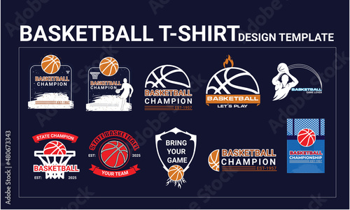 Basketball T-Shirt Design Vector Set. easy to edit, easy to print. 