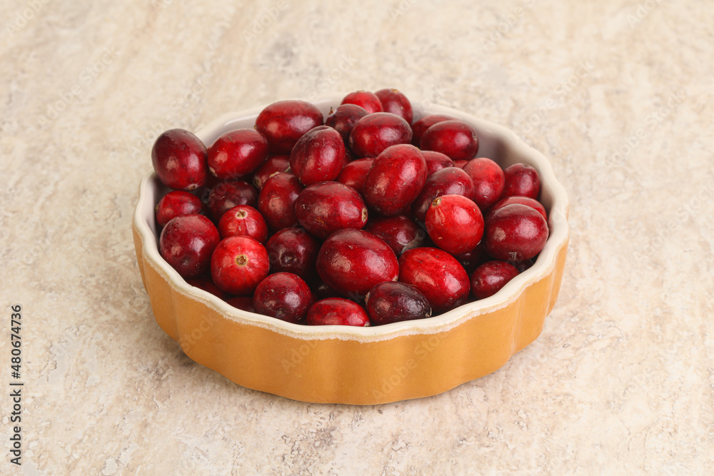 Ripe sweet tasty cranberry in the bowl Ripe sweet tasty cranberry in the bowl