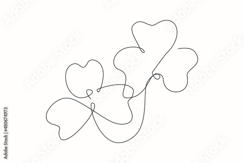 Continuous line drawing of clover leaf. Single one line art vector illustration