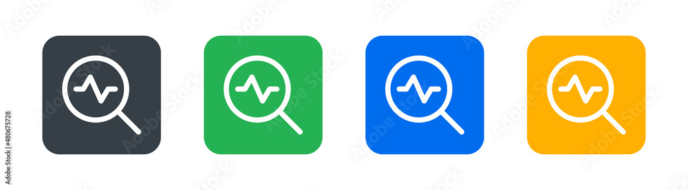 Magnifying glass with line chart symbol. Data analysis icon vector. Magnifying glass with line chart symbol. Data analysis icon vector.