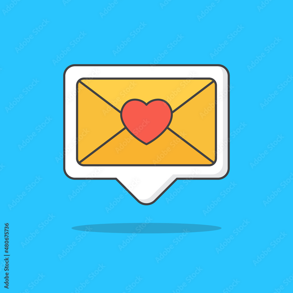 New Unread Love Message Vector Icon Illustration. Email Or Message Notification Concept New Unread Love Message Vector Icon Illustration. Email Or Message Notification Concept