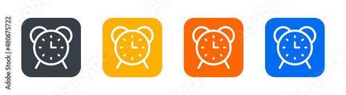 Simple alarm clock icon vector in graphic design.