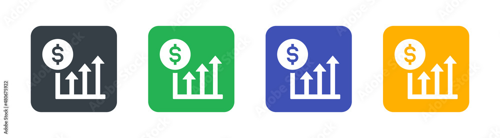 Dollar market increase graph icon. Growth economic concept Dollar market increase graph icon. Growth economic concept