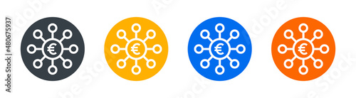 Euro distribution icon set. Money investment symbol vector illustration.