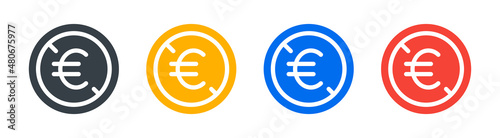 No euro icon. Euro forbidden icon sign. Ban euro currency vector.