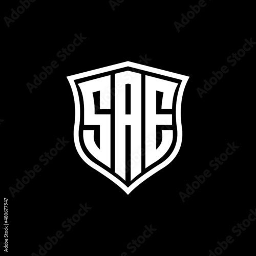SAE letter logo design with black background in illustrator, vector logo modern alphabet font overlap style. calligraphy designs for logo, Poster, Invitation, etc.	