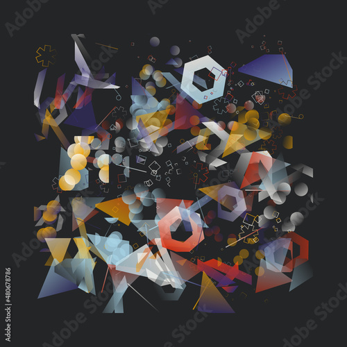 Generative Design Artwork of Abstract Vector Generated Shapes Composition