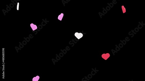 シンプルなハートのパーティクル、ループアニメーション、回転しながら舞う