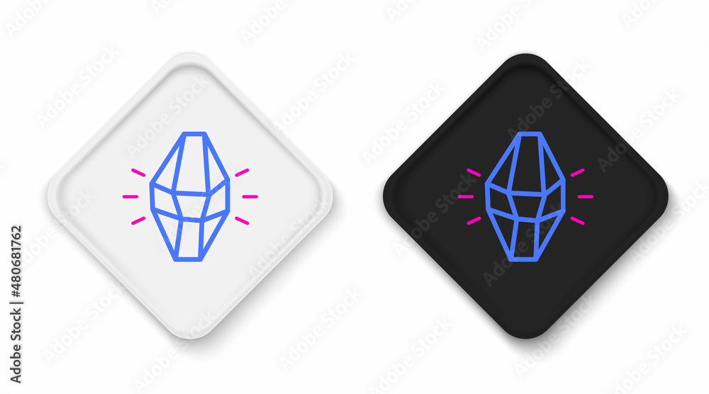 Line Magic stone icon isolated on white background. Fantasy crystal. Jewelry gem for game. Colorful outline concept. Vector Line Magic stone icon isolated on white background. Fantasy crystal. Jewelry gem for game. Colorful outline concept. Vector