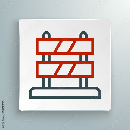 Line End of railway tracks icon isolated on white background. Stop sign. Railroad buffer end to destination. Colorful outline concept. Vector