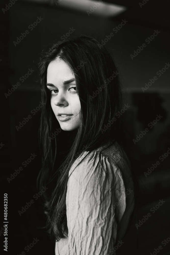 woman long hair posing fashion charm elegant style woman long hair posing fashion charm elegant style