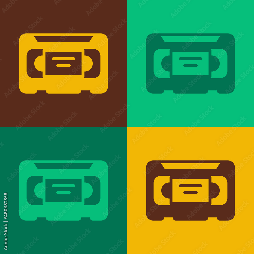 Pop art VHS video cassette tape icon isolated on color background. Vector Pop art VHS video cassette tape icon isolated on color background. Vector