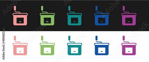 Set Manual coffee grinder icon isolated on black and white background. Vector