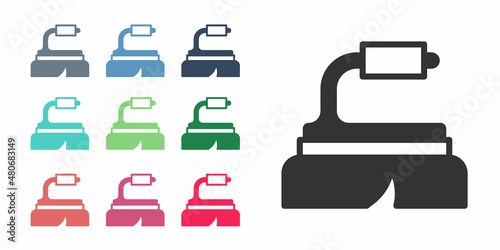 Black Brush for cleaning icon isolated on white background. Cleaning service concept. Set icons colorful. Vector