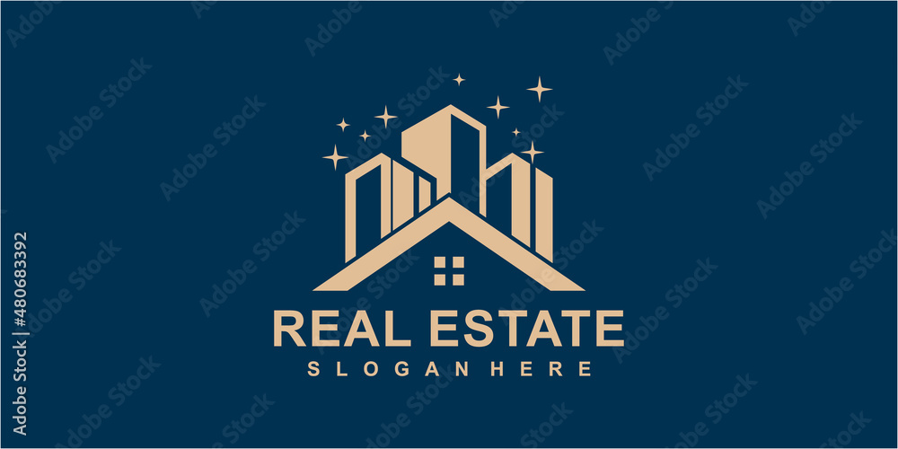 Real estate commercial and residential building logo design template vector illustration. real estate building logo design