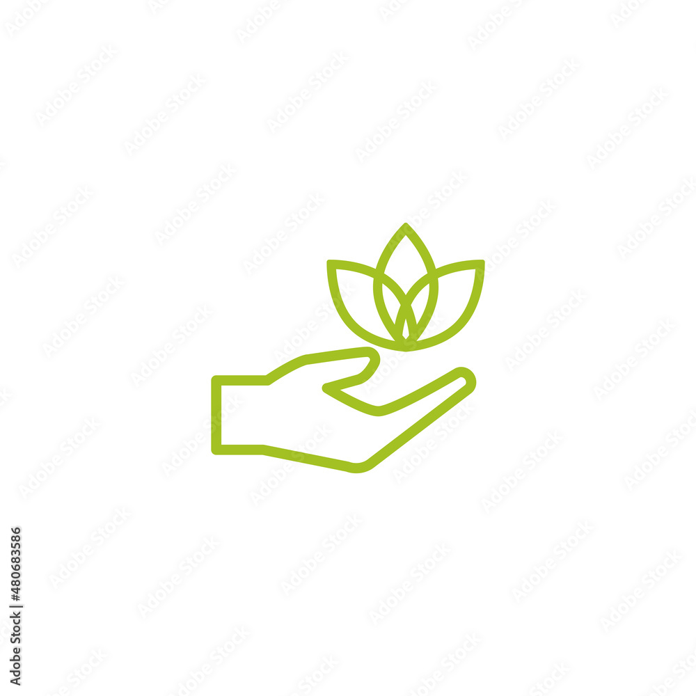 Sprout in a hand. Hand holding sprig with green leaves. growth, start up. Idea developing. Sprout in a hand. Hand holding sprig with green leaves. growth, start up. Idea developing.