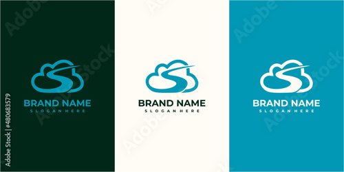 letter s cloud logo design vector. Initial Letter S Logo with Cloud Element