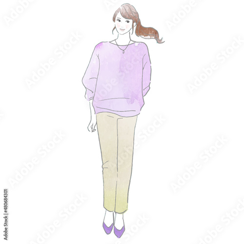 若い女性のポーズベクターイラスト