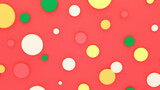 3d rendered abstract colorful circles pattern on red background.