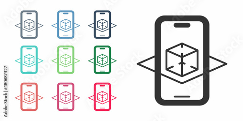 Black 3d modeling icon isolated on white background. Augmented reality or virtual reality. Set icons colorful. Vector