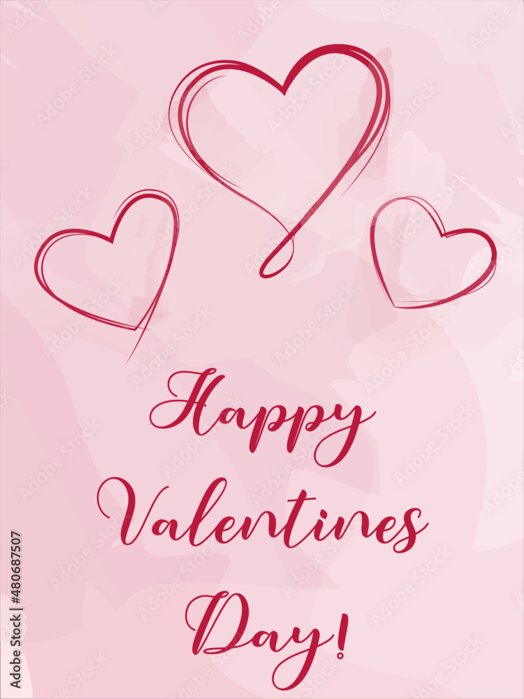 Vector watercolor Valentine's day card with hearts