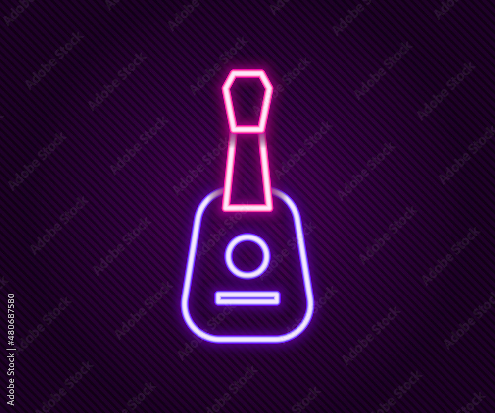 Glowing neon line Guitar icon isolated on black background. Acoustic guitar. String musical instrument. Colorful outline concept. Vector Glowing neon line Guitar icon isolated on black background. Acoustic guitar. String musical instrument. Colorful outline concept. Vector