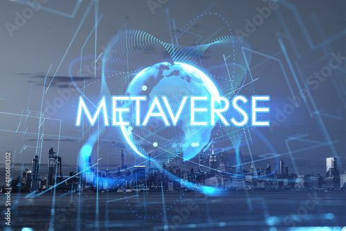 Metaverse hologram, digital information and worldwide network
