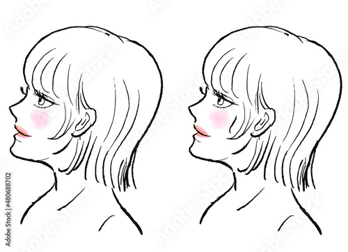 サウナで汗をかく目を開けたボブヘアの女性