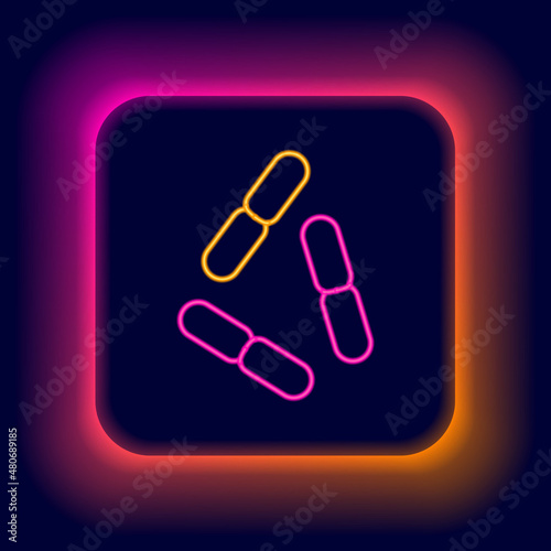 Glowing neon line Virus icon isolated on black background. Corona virus 2019-nCoV. Bacteria and germs, cell cancer, microbe, fungi. Colorful outline concept. Vector