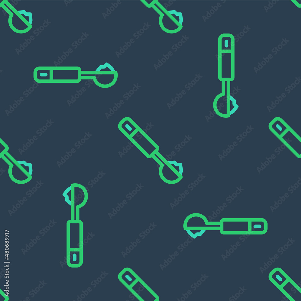 Line Measuring spoon icon isolated seamless pattern on blue background. Vector Line Measuring spoon icon isolated seamless pattern on blue background. Vector