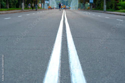 Wallpaper Mural The asphalted road. The highway with a white marking. Torontodigital.ca
