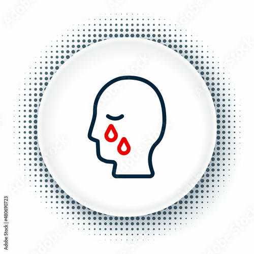 Line Man graves funeral sorrow icon isolated on white background. The emotion of grief, sadness, sorrow, death. Colorful outline concept. Vector