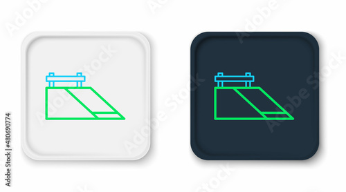 Line Skate park icon isolated on white background. Set of ramp, roller, stairs for a skatepark. Extreme sport. Colorful outline concept. Vector