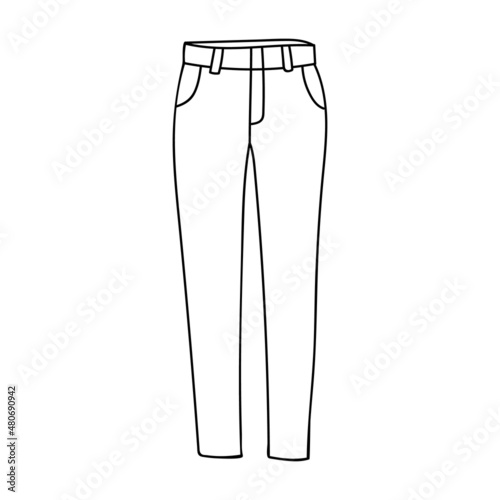 Hand drawn classic pants illustration in vector. Doodle trousers icon in vector.